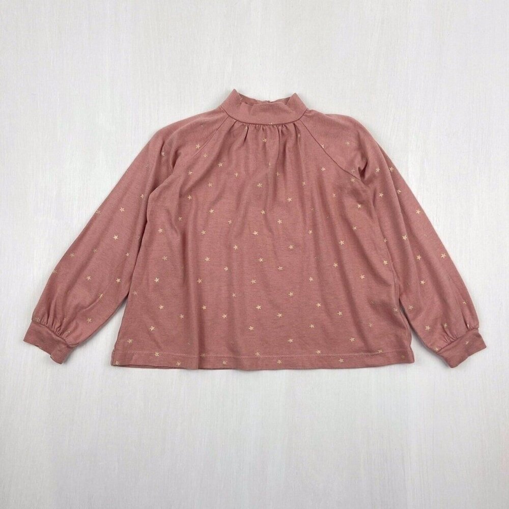 Mini Boden Modal Blend Mock Neck Top in Rose Gold Star 3-4Y